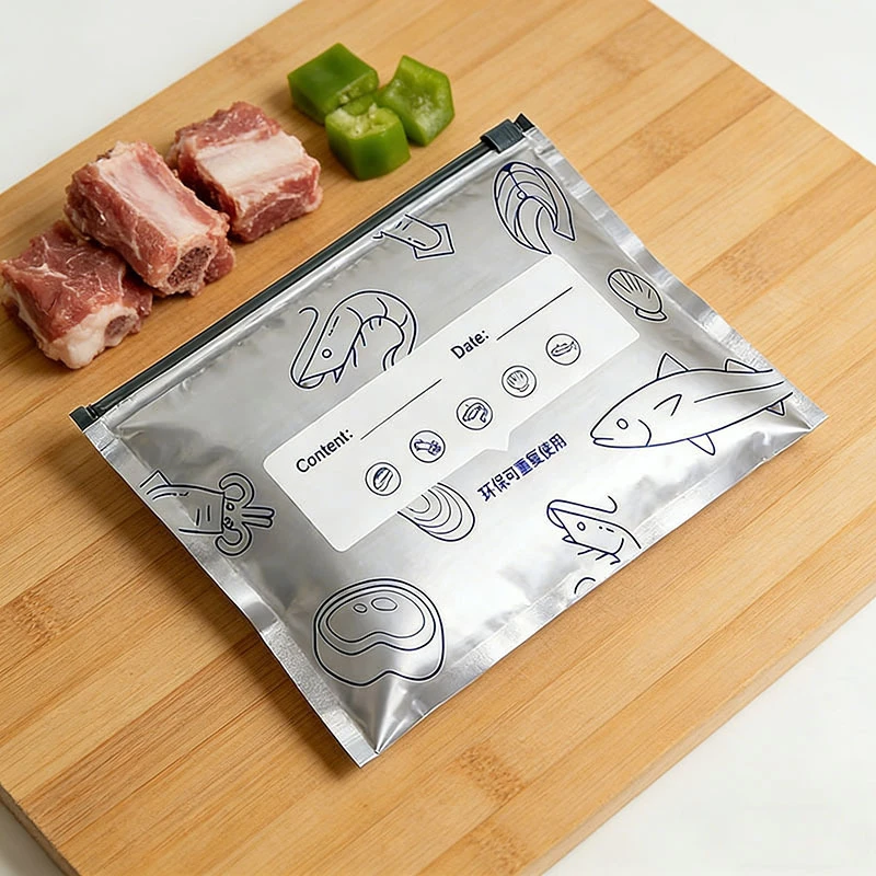 Reusable Food Grade Foil Bag – বড় সাইজ জিপ লক   Large Size: 26 × 29 cm — ১ পিসে ২ কেজি মাংস ধরবে | ১০ পিস প্যাক